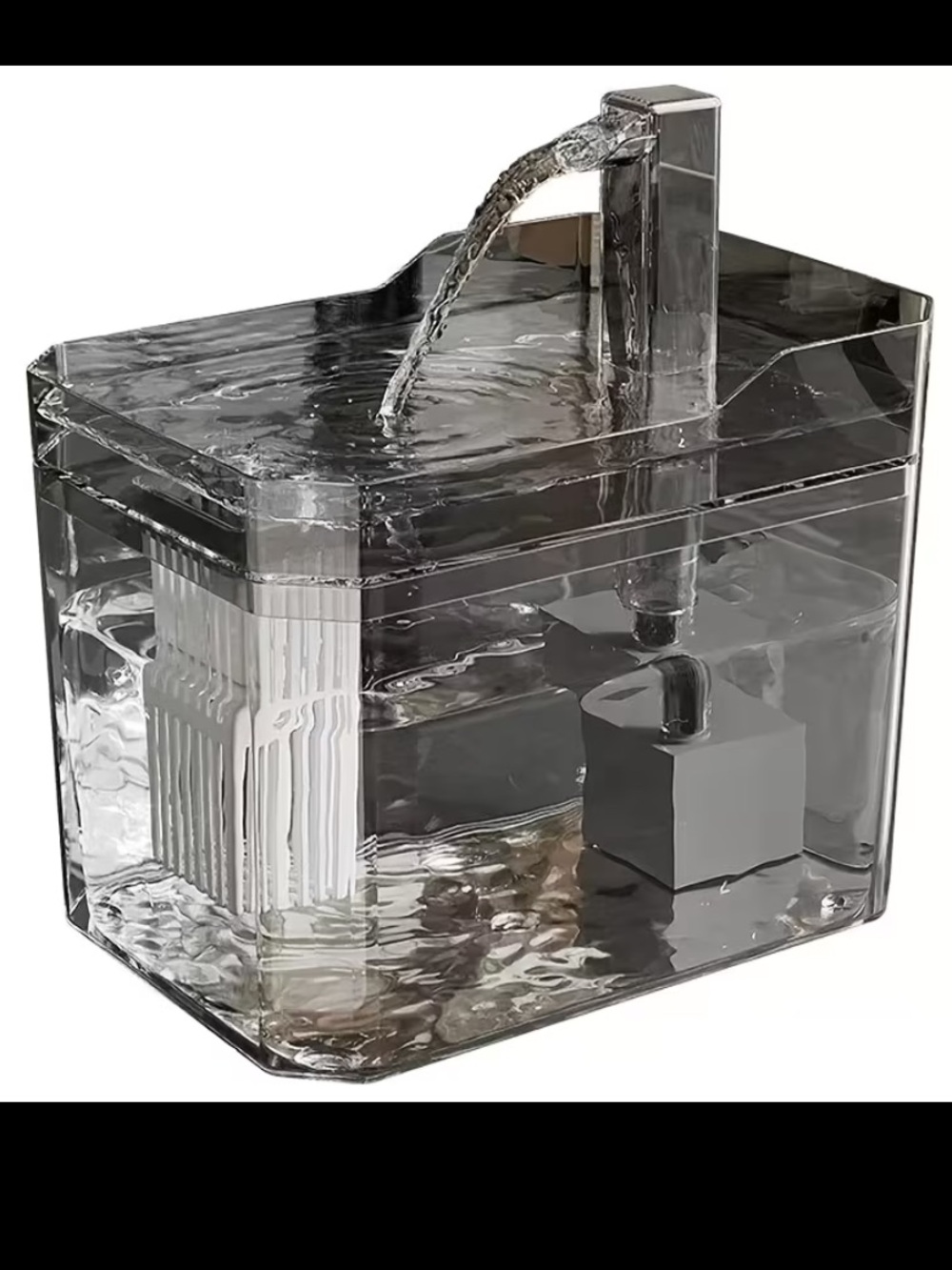 Silent Acrylic NIB Pet Fountain Water Dispenser - Transparent Grey - Picture 2 of 4